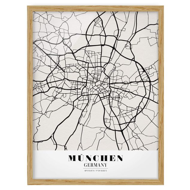 Poster con cornice - Munich City Map - Classic - Verticale 4:3