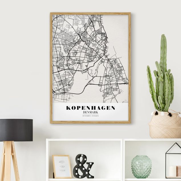 Poster con cornice - Copenhagen City Map - Classic - Verticale 4:3