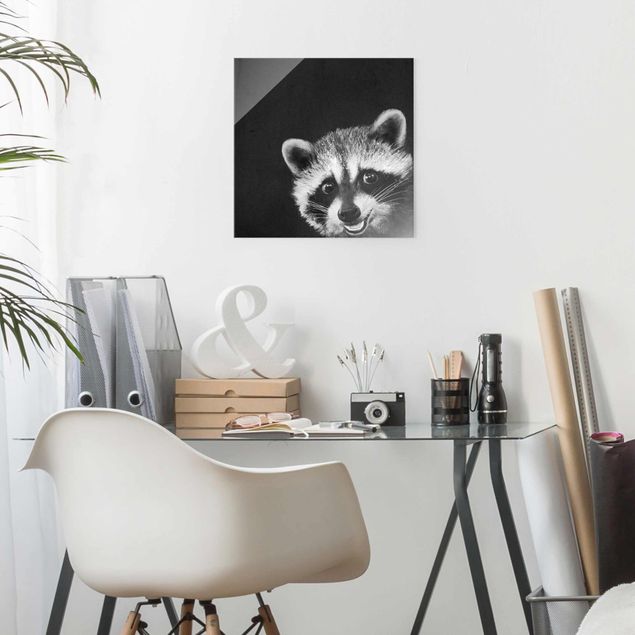 quadri con animali Illustrazione - Racoon Pittura in bianco e nero