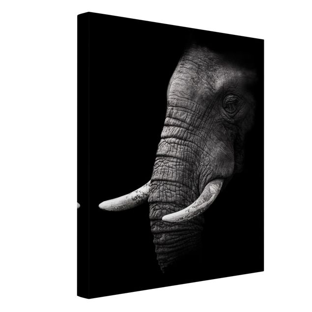 Quadri su tela paesaggio Ritratto di elefante scuro