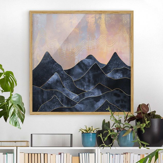 Abstrakte Malerei Alba dorata sulle montagne