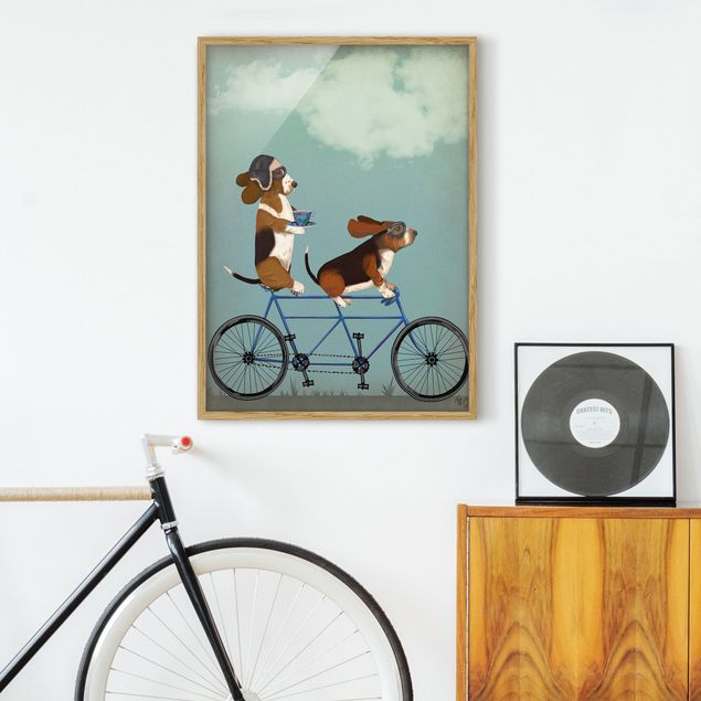 Poster con cornice - Ciclismo - Bassets Tandem - Verticale 4:3