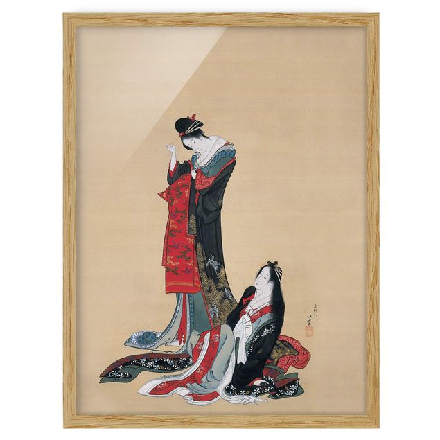 Poster con cornice - Katsushika Hokusai - Two Courtesans - Verticale 4:3