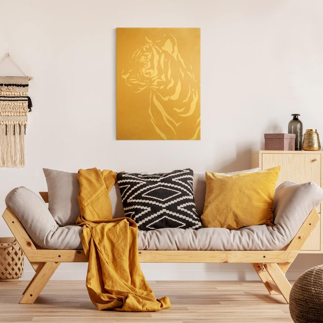 Quadro su tela animali Animali del Safari - Ritratto di tigre beige