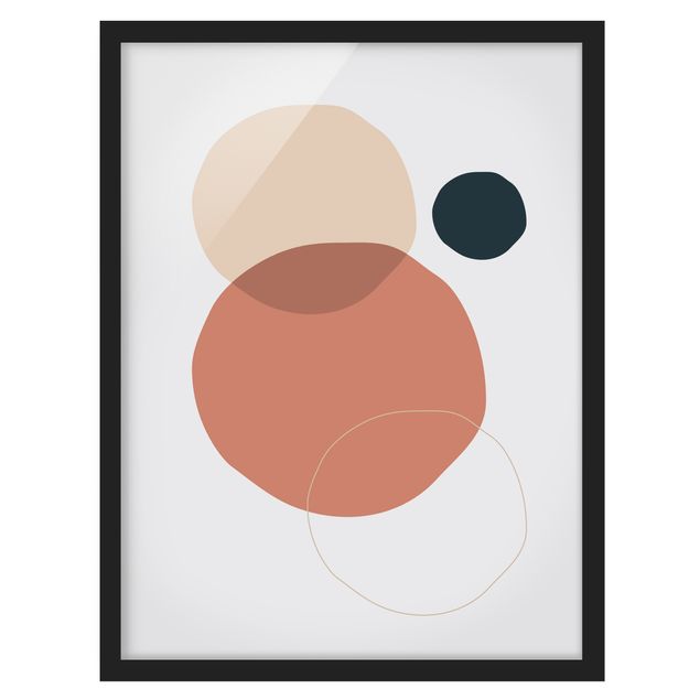 Poster con cornice - Line Art Circles Pastello - Verticale 4:3