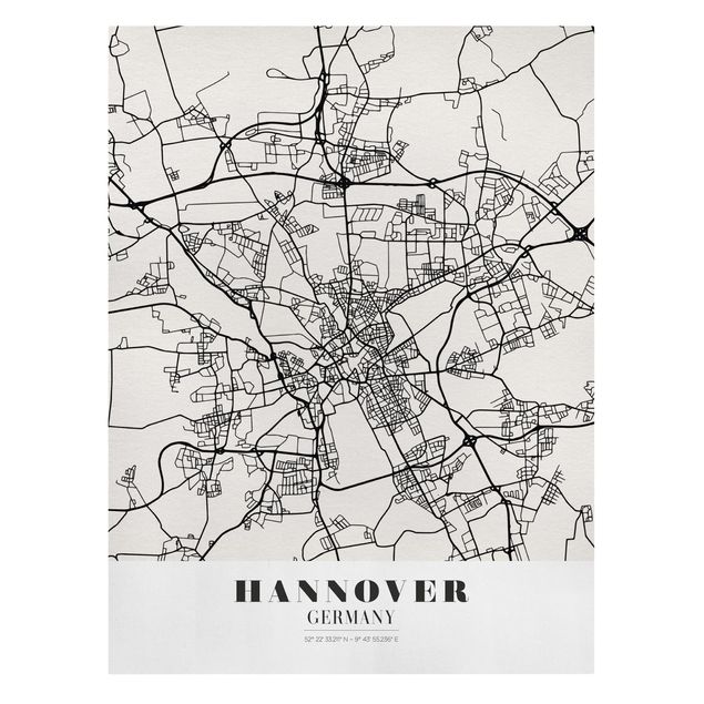 Stampe su tela Mappa di Hannover - Classica