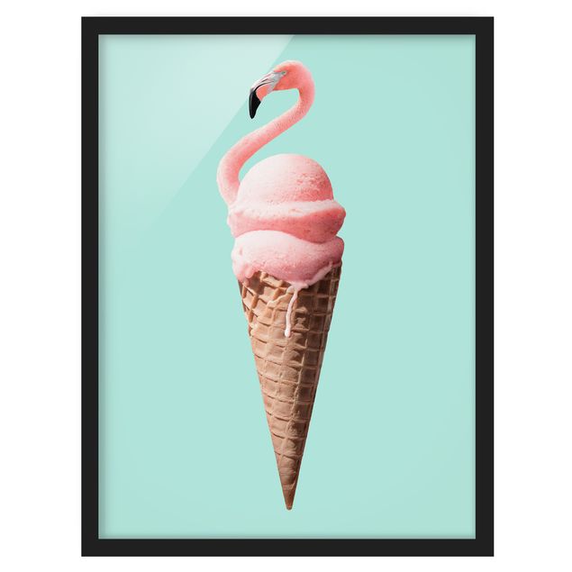 Poster con cornice - Ghiaccio Con Flamingo - Verticale 4:3