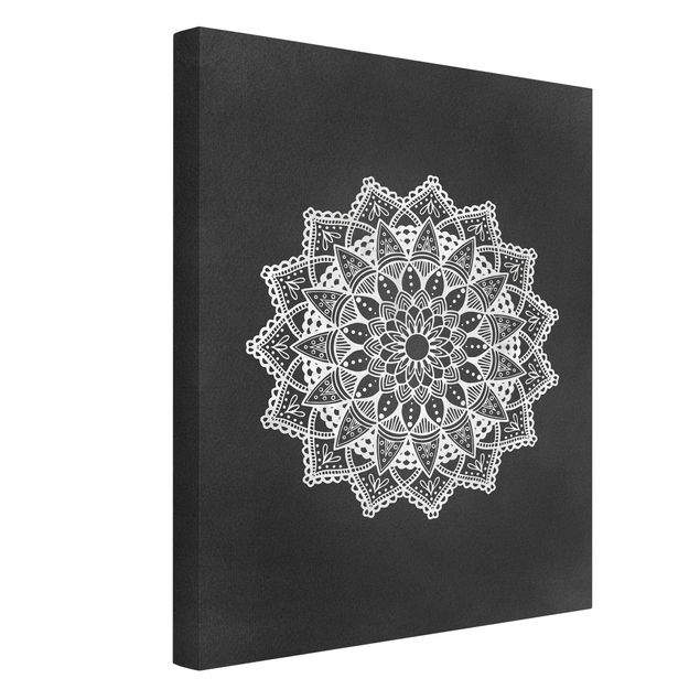 Stampa su tela - Mandala Illustrazione Ornament Bianco Nero - Verticale 4:3