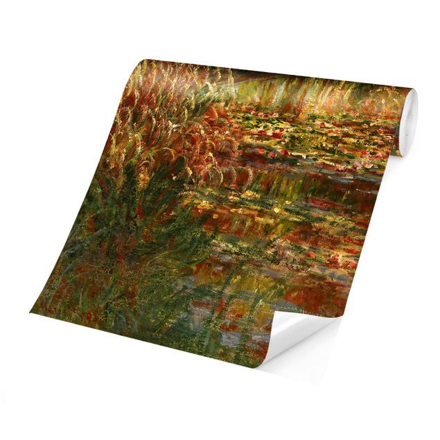 Carta da parati adesiva - Claude Monet - Lo stagno delle ninfee e Ponte giapponese (Armonia in rosa)- Formato quadrato
