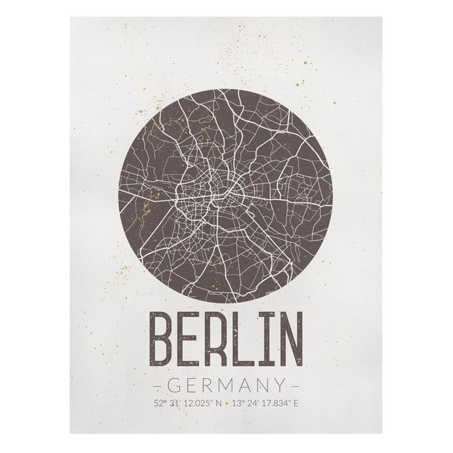 Quadri su tela Mappa della città di Berlino - Retrò