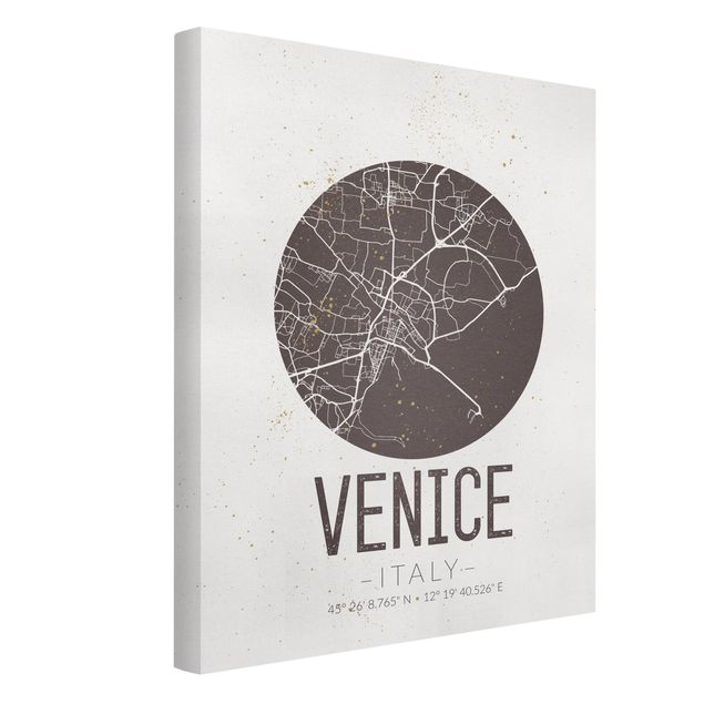 Quadri moderni per soggiorno Mappa di Venezia - Retrò