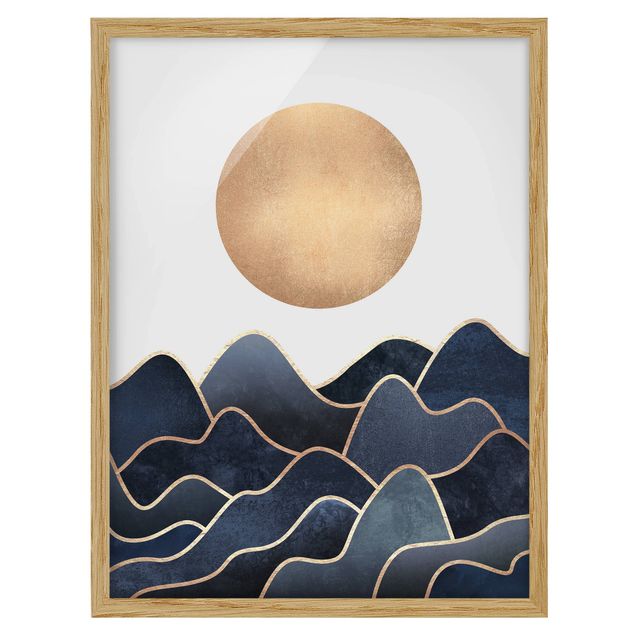 Poster con cornice - Golden Sun Blue Waves - Verticale 4:3