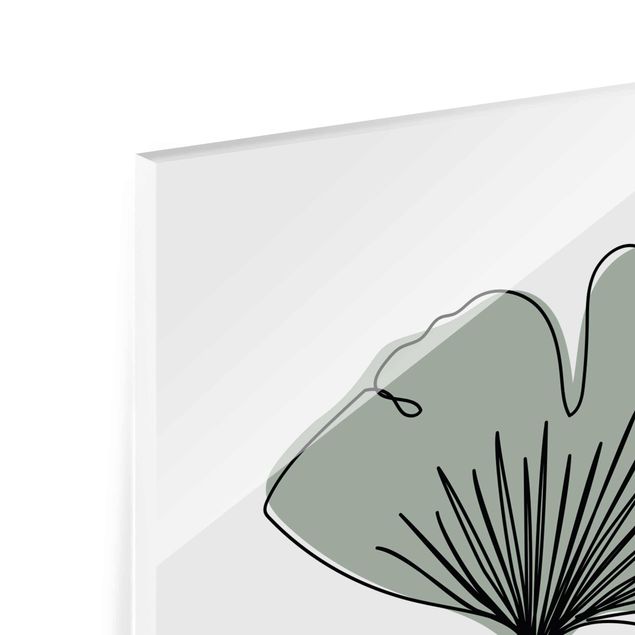 Quadro in vetro - Gingko Leaf Line Art - Verticale 4:3