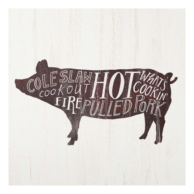 Quadro in vetro - Farm BBQ - Pig - Quadrato 1:1