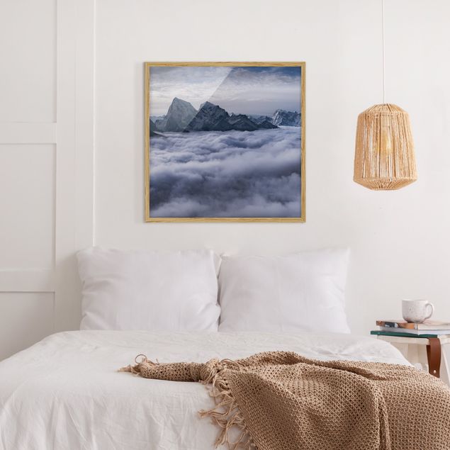 Poster con cornice - Mare di nuvole in Himalaya