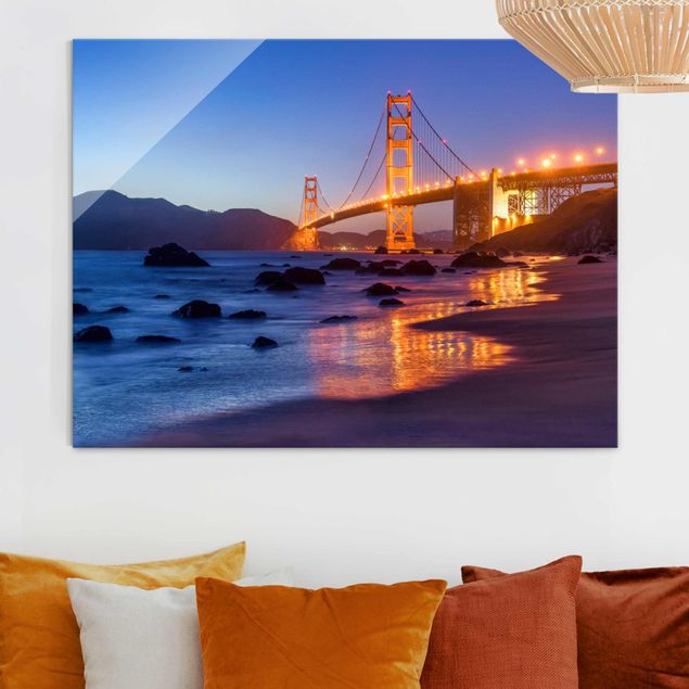 Lavagna magnetica vetro Ponte del Golden Gate al tramonto
