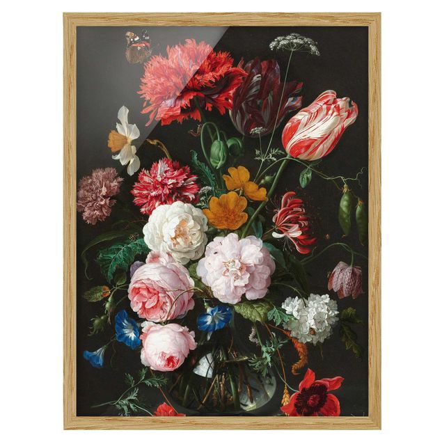 Poster con cornice - Jan Davidsz De Heem - Natura morta con fiori in un vaso di vetro - Verticale 4:3