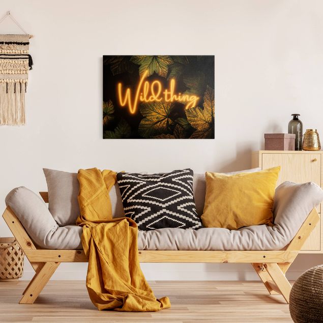 Quadri moderni per soggiorno Foglie d'oro Wild Thing