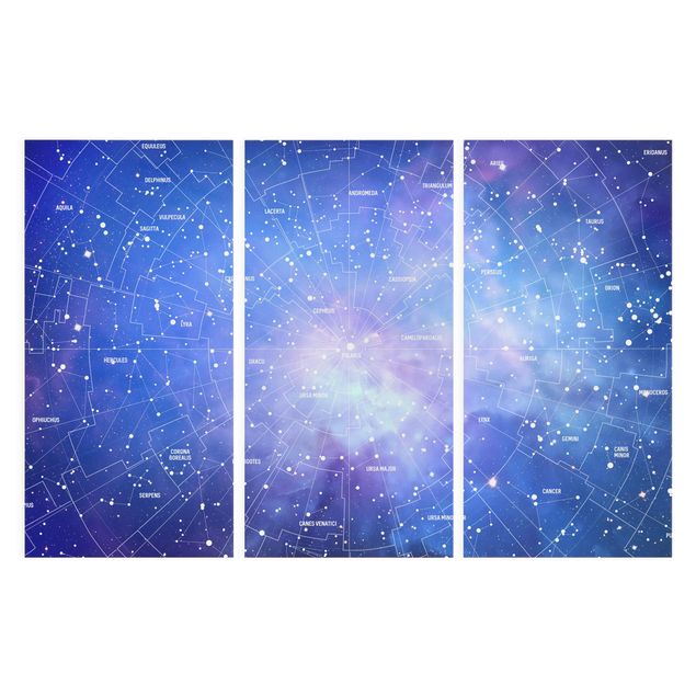 Stampa su tela 3 parti - Constellation sky map - Verticale 2:1
