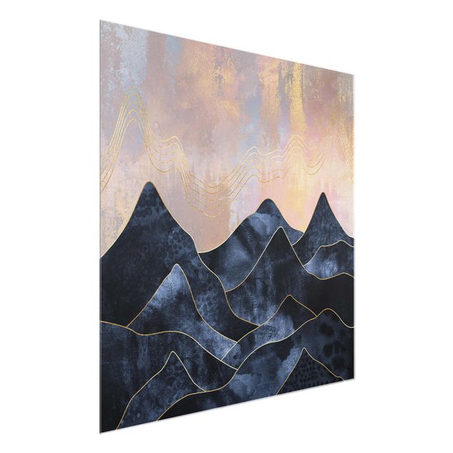 Lavagna magnetica in vetro Alba dorata sulle montagne