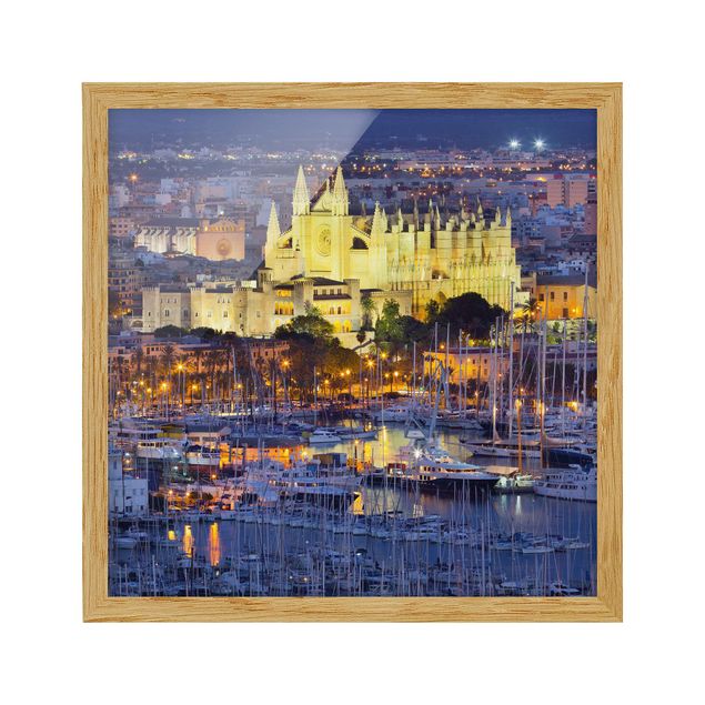 Poster con cornice - Palma De Mallorca City Skyline And Harbor - Quadrato 1:1