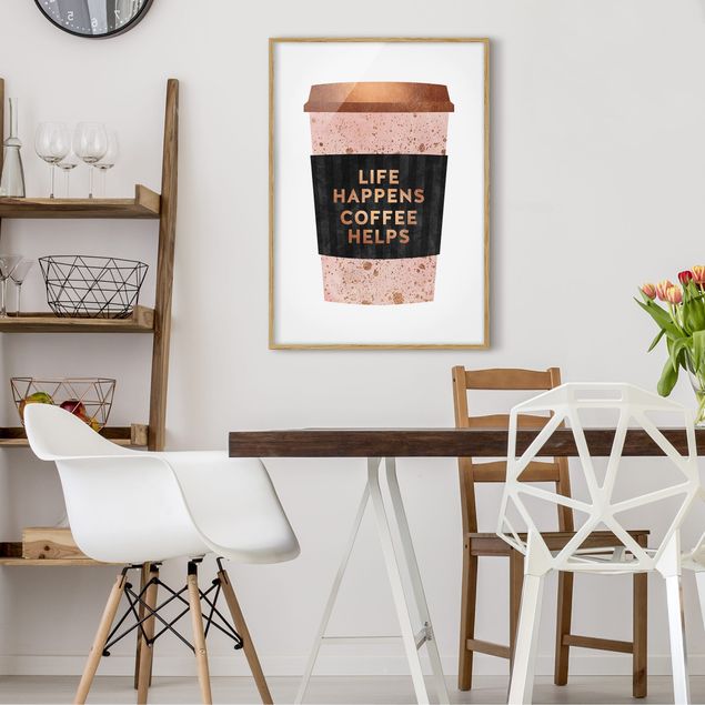 Poster con cornice - Life Happens caffè aiuta oro - Verticale 4:3