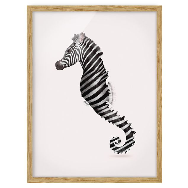 Poster con cornice - Seahorse Con Zebra Stripes - Verticale 4:3