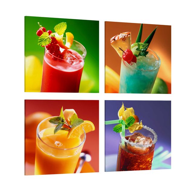 Stampa su tela 4 parti - colorful cocktails