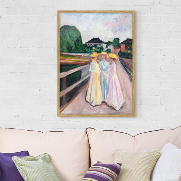 Poster con cornice - Edvard Munch - Three Girls On The Bridge - Verticale 4:3