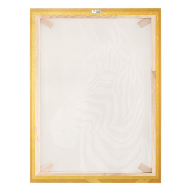 Quadro su tela oro - Animali del safari - Ritratto di zebra beige