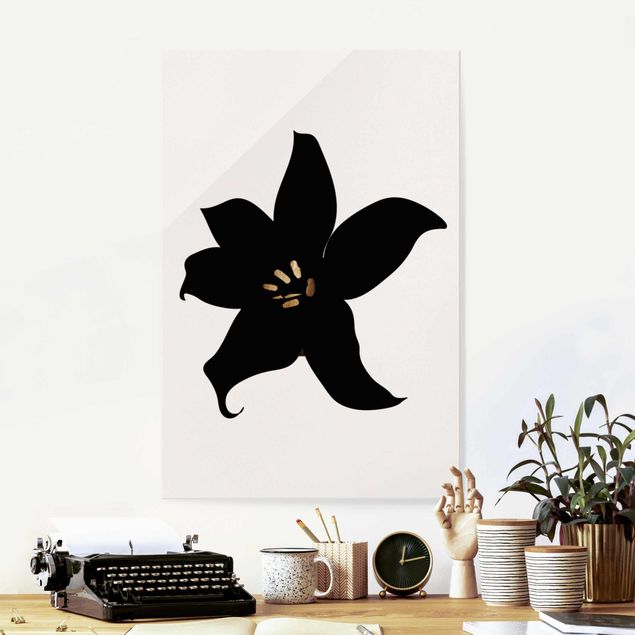 Lavagna magnetica vetro Mondo vegetale grafico - Orchidea nera e oro