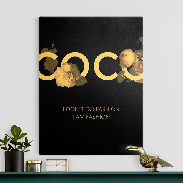 Stampa su tela oro COCO - I dont´t do fashion in nero