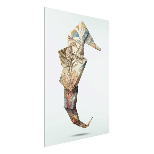 Quadro in vetro - origami Seahorse - Verticale 4:3
