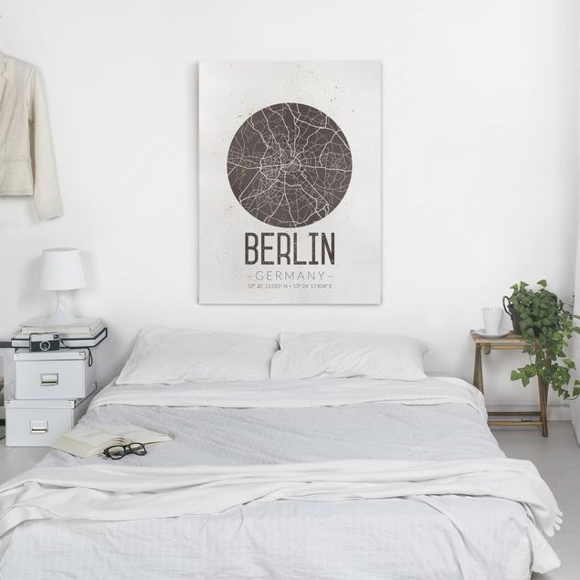 Tele con scritte Mappa della città di Berlino - Retrò