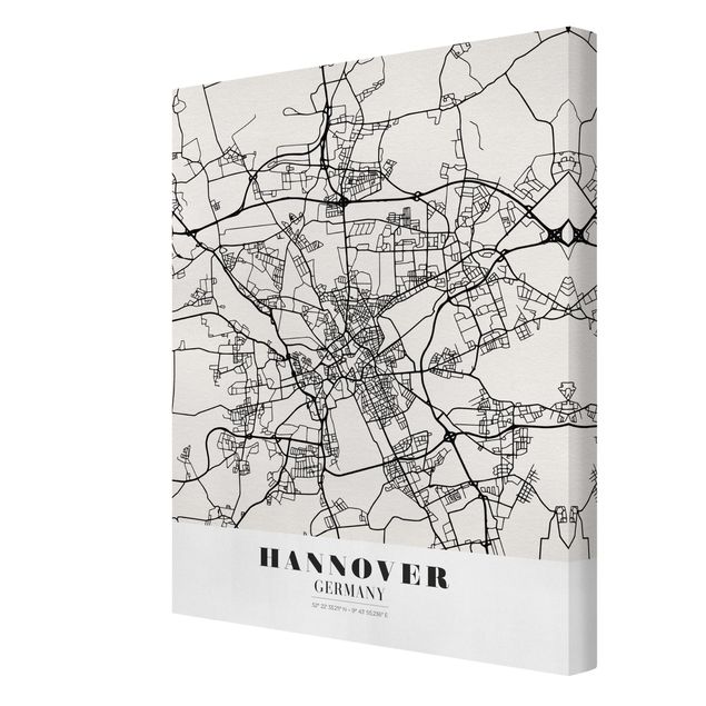 Stampa su tela - Hannover City Map - Classic - Verticale 3:4
