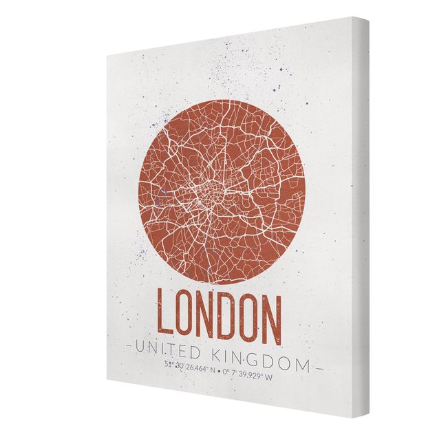 Stampa su tela - London City Map - Retro - Verticale 3:4