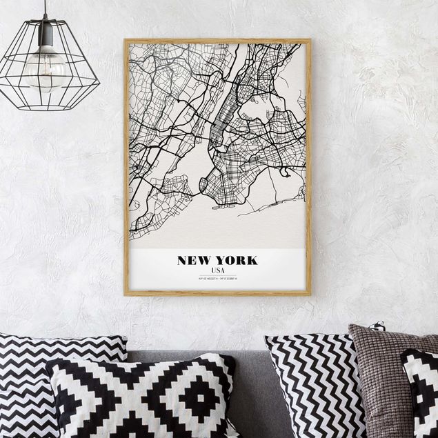 Poster con cornice - New York City Map - Classic - Verticale 4:3
