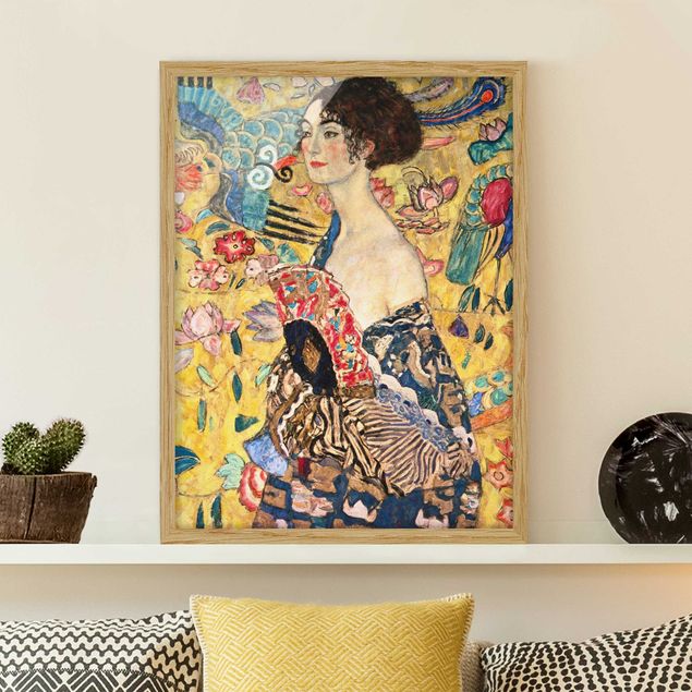 Poster con cornice - Gustav Klimt - Donna con ventaglio - Verticale 4:3