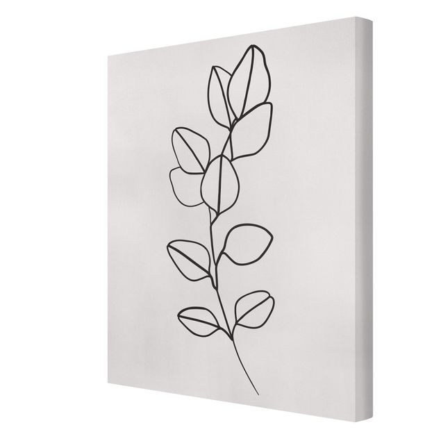 Quadri su tela Line Art - Ramo di foglie in bianco e nero