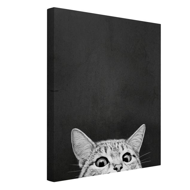 Stampe su tela bianco e nero Illustrazione - Gatto Disegno in bianco e nero