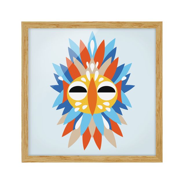 Poster con cornice - Collage Mask Ethnic - Parrot - Quadrato 1:1