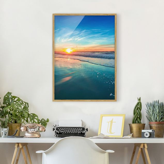 Poster con cornice - Romantic Sunset By The Sea - Verticale 4:3