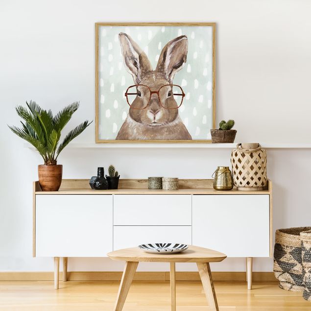 Poster con cornice - Animals With Glasses - Rabbit - Quadrato 1:1