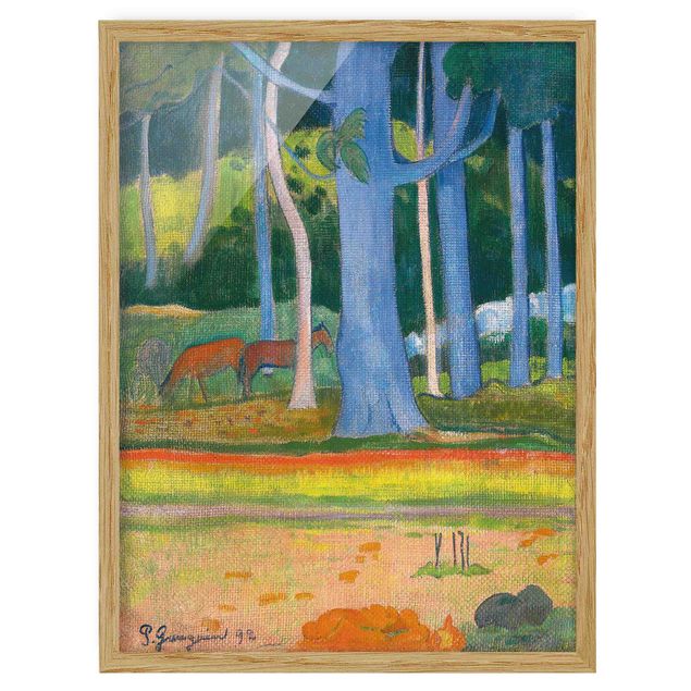 Poster con cornice - Paul Gauguin - Landscape With Blue Tree Trunks - Verticale 4:3