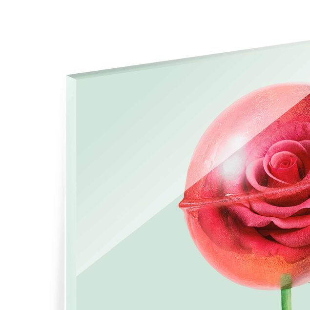 Quadro in vetro - Rose Con Il Lollipop - Verticale 4:3