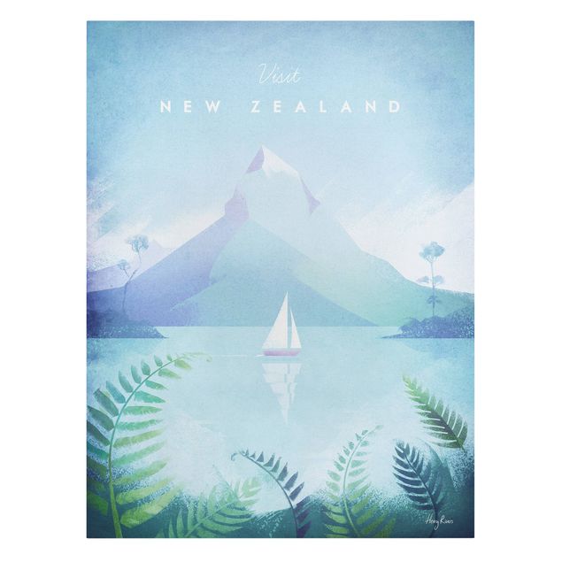 Stampe su tela vintage Poster di viaggio - Nuova Zelanda