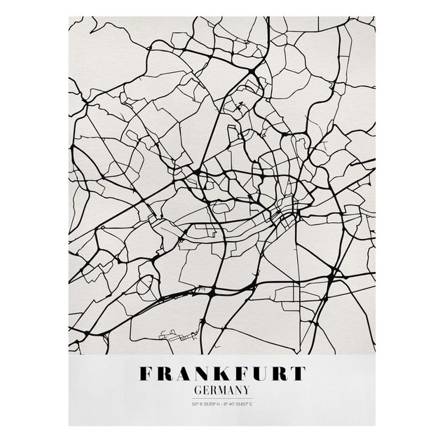 Stampa su tela Mappa di Francoforte - Classica
