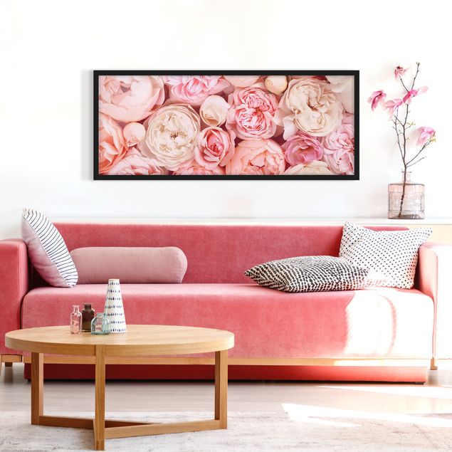 Poster con cornice - Rose Rose Coral Shabby - Panorama formato orizzontale
