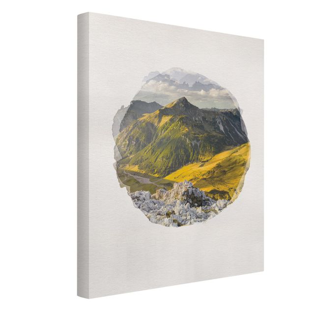 Stampa su tela Acquerelli - Montagne e vallate delle Alpi della Lechtal in Tirol