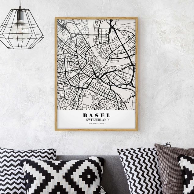Poster con cornice - Basel City Map - Classic - Verticale 4:3